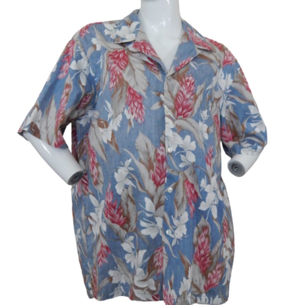 Hilo Hattie Hawaiian XL Reverse Print Aloha Shirt Vintage